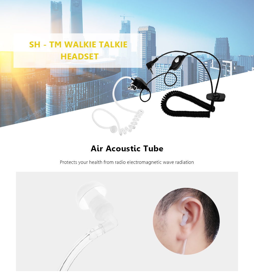 SH - TM Air Acoustic Tube Mic Walkie Talkie Headset - Black K Plug 2 pins SH - TM Air Acoustic Tube Mic Walkie Talkie Headset - Black K Plug 2 pins