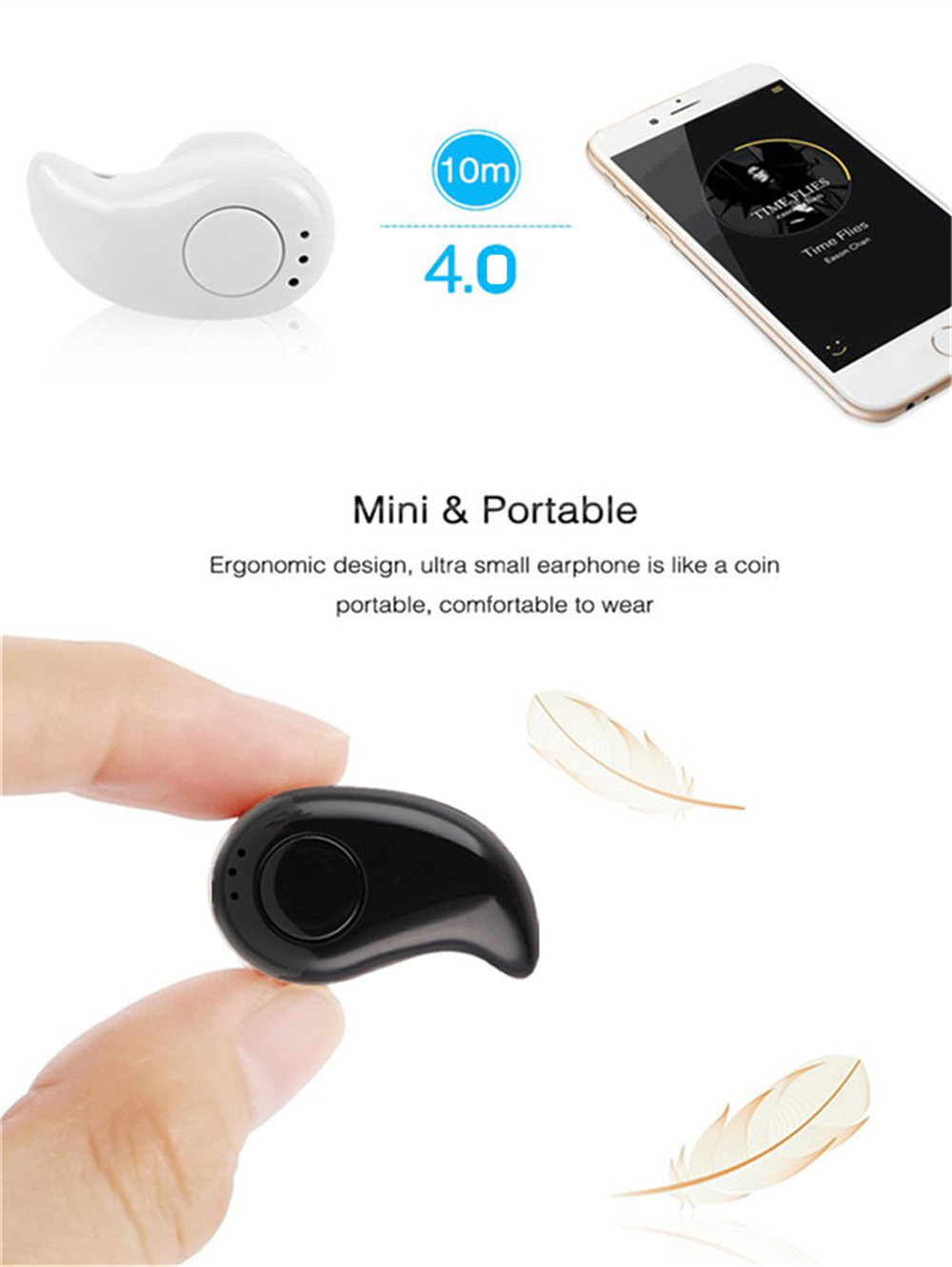 Cwxuan 2PCS Mini Wireless in-Ear Earbuds Bluetooth Earphone Headset with Mic Cwxuan 2PCS Mini Wireless in-Ear Earbuds Bluetooth Earphone Headset with Mic