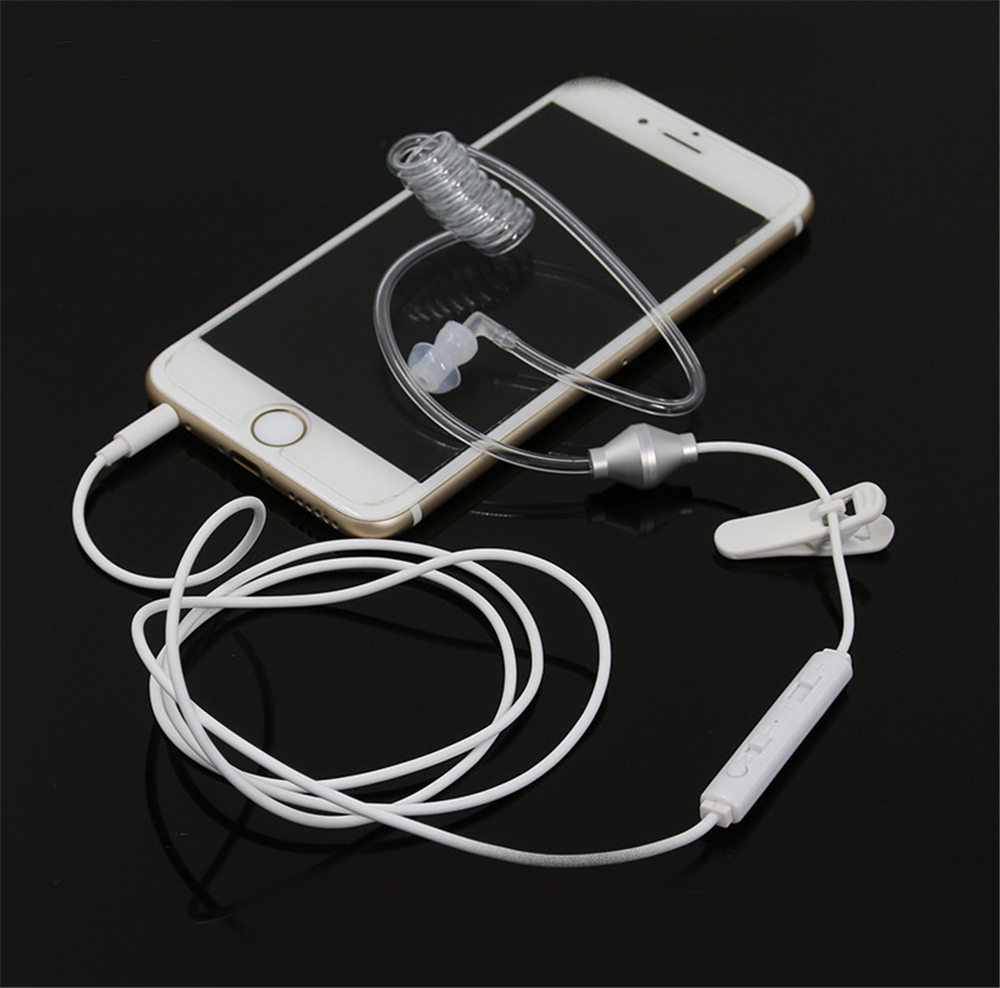 3.5mm Air Tube In Ear Phone Earphone Anti Radiation Earpiece with Microphone - Transparent 3.5mm Air Tube In Ear Phone Earphone Anti Radiation Earpiece with Microphone - Transparent