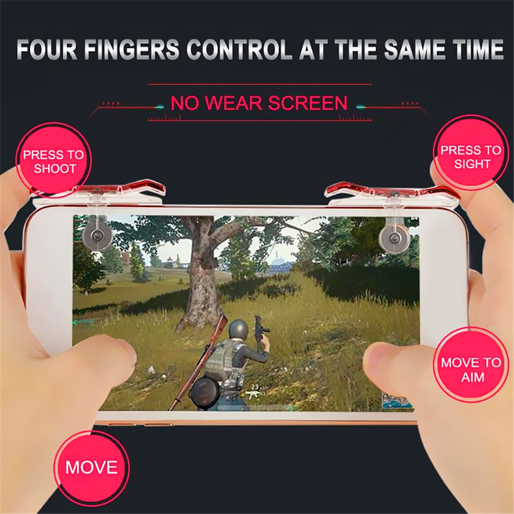 Mobile Game Fire Button Shooting Trigger Aim Key Joystick 2pcs- Red Mobile Game Fire Button Shooting Trigger Aim Key Joystick 2pcs- Red