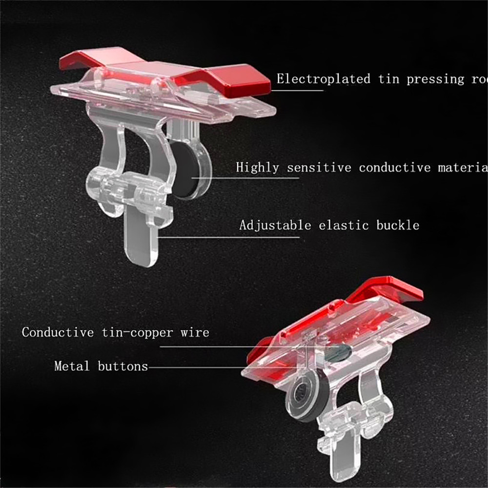 Mobile Game Fire Button Shooting Trigger Aim Key Joystick 2pcs- Red Mobile Game Fire Button Shooting Trigger Aim Key Joystick 2pcs- Red