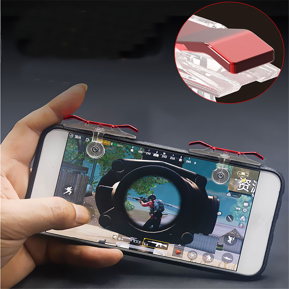 Mobile Game Fire Button Shooting Trigger Aim Key Joystick 2pcs- Red Mobile Game Fire Button Shooting Trigger Aim Key Joystick 2pcs- Red