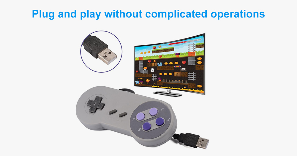 Game Controller for Super SNES USB Classic Gamepad- Gray Game Controller for Super SNES USB Classic Gamepad- Gray