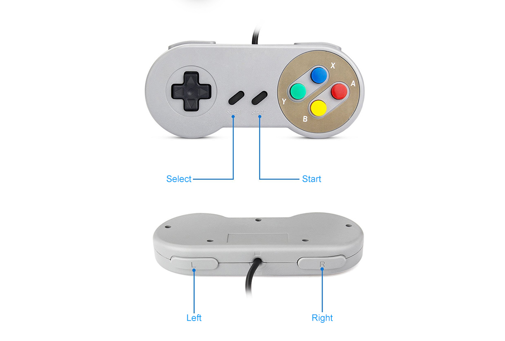 Game Controller for Super SNES USB Classic Gamepad- Gray Game Controller for Super SNES USB Classic Gamepad- Gray